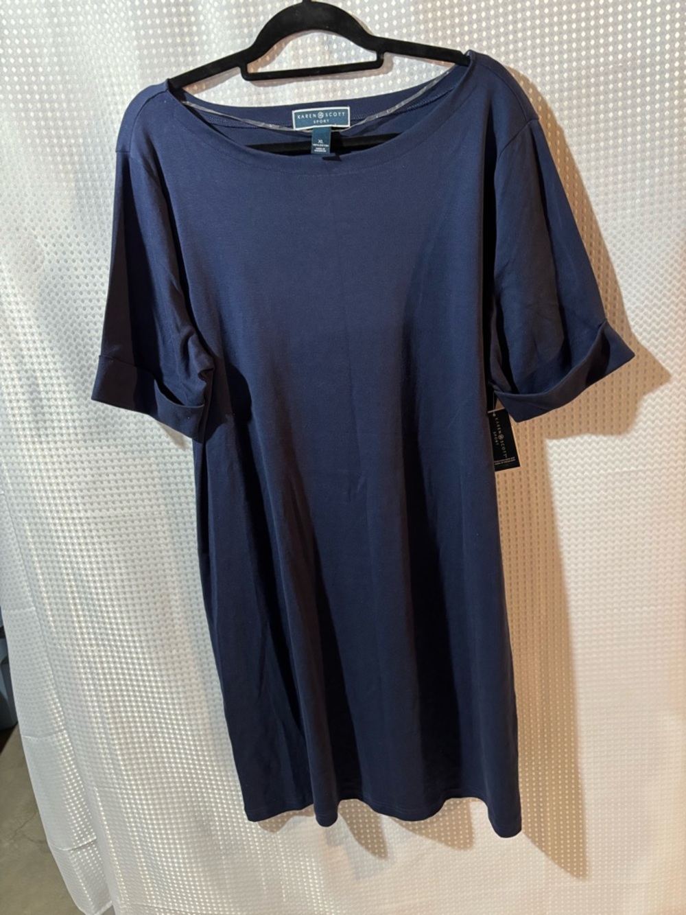 NWT Karen Scott Sport XL Dark Blue Short Sleeve Cotton Dress